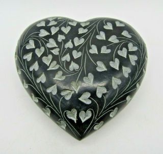 Hand Carved Indian Soap Stone 2lbs Paper Weight W/ Heart Pattern 5x4x2