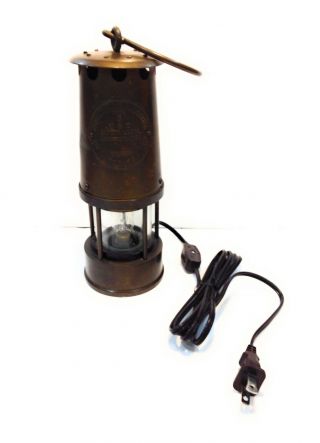 Electrified Eccles Protector Lamp & Lighting Co Type 6 Brass Miners Safety Lamp