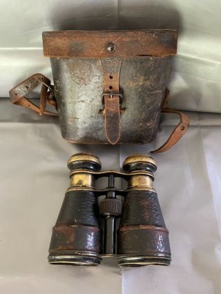 Vintage Binoculars With Leather Case