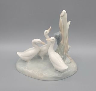 Lladro Porcelain Figurine " Three Geese/ Ducks In Reeds " Retired 1977