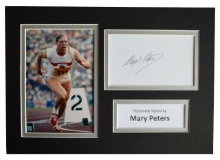 Mary Peters Signed Autograph A4 Photo Mount Display Athletics Aftal