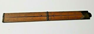 Folding 24 Inch Ruler Antique Brass And Wood
