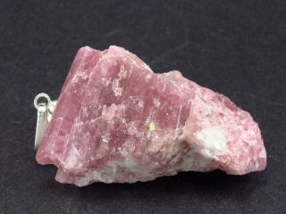 Pink Tourmaline Silver Crystal Pendant From Brazil - 1.  7 " - 12.  5 Grams