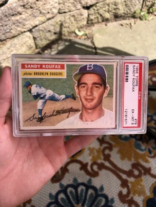 1956 Topps 79 Sandy Koufax Dodgers Baseball Card Psa 6 Ex/mt Gray Back Perfect