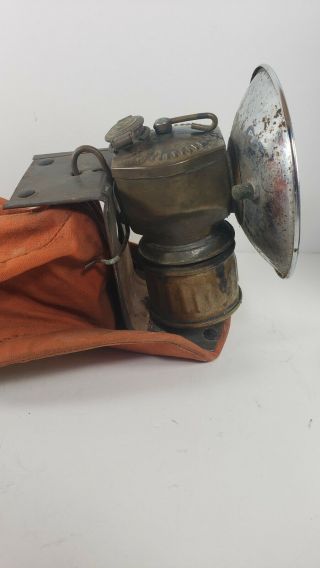 Vintage Antique Auto Lite Miner’s Carbide Tourch Head Lamp With Hat 2