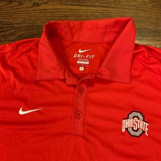 Ohio State Buckeyes Mens Polo Large Nike Dri - Fit Red