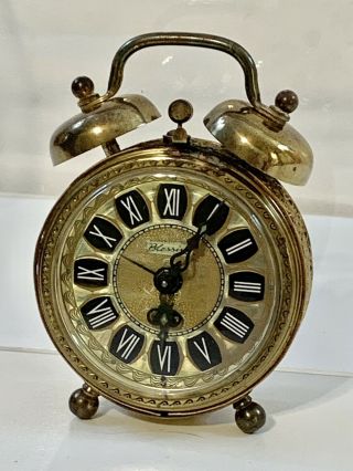 Vintage Blessings West Germany Double Bell Filigree Travel Alarm Clock Vgc