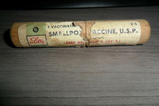Vintage Eli Lilly Smallpox Vaccine Wood Tube Container With Label Empty