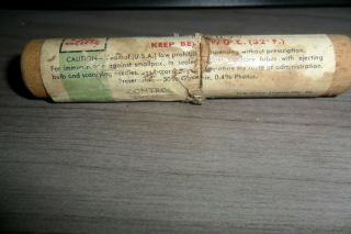Vintage Eli Lilly Smallpox Vaccine Wood Tube Container with Label Empty 2