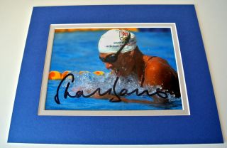 Sharron Davies Signed Autograph 10x8 Photo Mount Display Olympic Swimming &