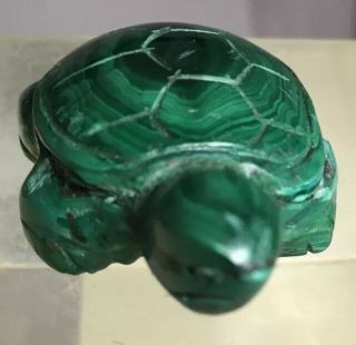 Small Vintage Carved Malachite Turtle 33 Grams 79