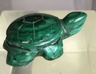 Small Vintage Carved Malachite Turtle 33 Grams 79 2