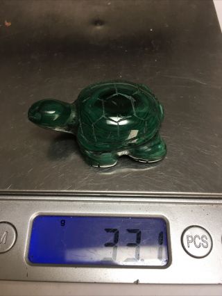 Small Vintage Carved Malachite Turtle 33 Grams 79 3