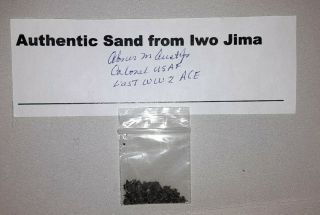 Iwo Jima Sand Certified By American Fighter Ace Of Iwo Abner Aust Authentic