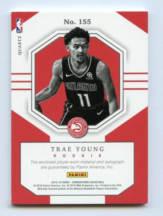 TRAE YOUNG 2018 Panini Cornerstones Rookie RPA Auto Autograph /49 155 2