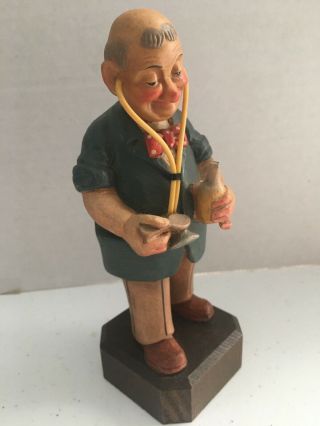 Vintage Hand Carved Anri Pediatrician 7 " Wood Doctor Figurine Kinderarzt
