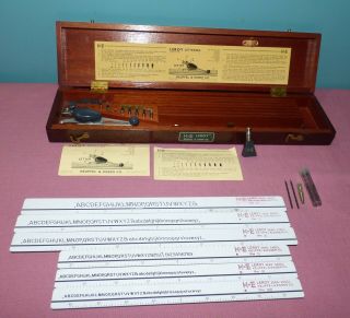 Vintage Keuffel & Esser K&e Leroy Lettering Set Drafting Kit In Wood Case