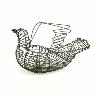Small Bird Shaped Wire Egg Gathering Basket Handmade Country Farmhouse Rustic