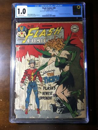 Flash Comics 89 (1947) - Golden Age First Rose And Thorn - Cgc 1.  0 - Key