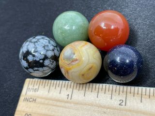 5 Very Pretty Polished Unknown Gemstone Spheres - 50.  8 Grams - Vintage Estate Find