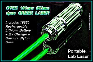 Green 532nm High Intensity Focusing Visible Beam Rechargeable Laser Outfit,  Case