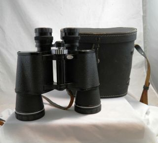 Vintage Telstar Precision Optics 7x50 Binoculars W/ Case Japan Lenses Clear