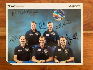 Nasa Litho Of Sts - 27 Shuttle Crew Signed