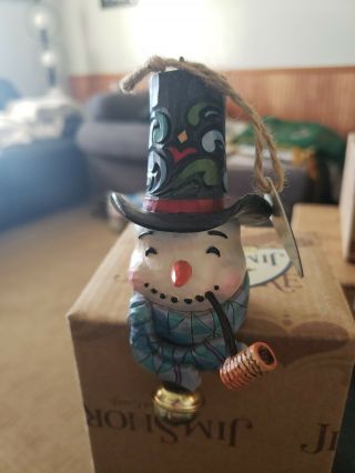 Jim Shore Snowman With Dangle Bell Hanging Ornament 4017611 Shelf Sitter