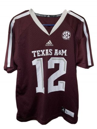 Adidas Boy’s Youth Football Jersey Texas A&m Aggies Climalite Large 12th Man 12