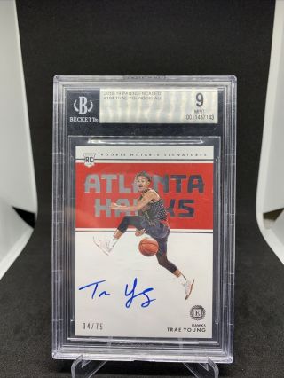 2018 - 19 Panini Encased Trae Young Rookie Notable Sigs /75 Bgs 9 Auto 10
