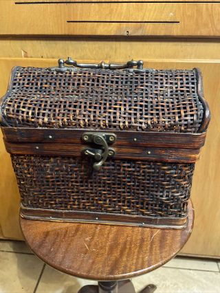 Vintage Wooden Treasure Chest Storage Box Decor