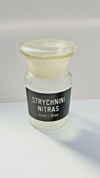 Strychnini Nitras,  Vintage Glass Apothecary Pharmacy Clear Jar,  50 Ml,  With Cap