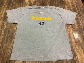 Troy Polamalu Pittsburgh Steelers Men’s Gray Nfl Football T - Shirt - Large