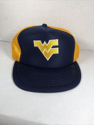 Vintage Trucker Hat Cap West Virginia University Wvu Mountaineers Mesh Snapback