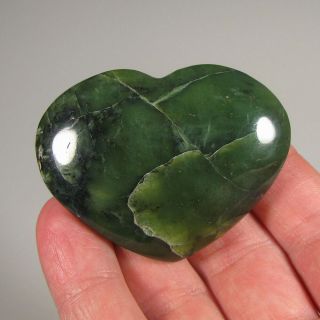 2.  4 " Nephrite Jade Heart Polished Palm Stone - Afghanistan