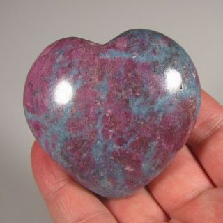 2.  4 " Ruby In Kyanite Heart Polished Palm Stone Healing Reiki - India