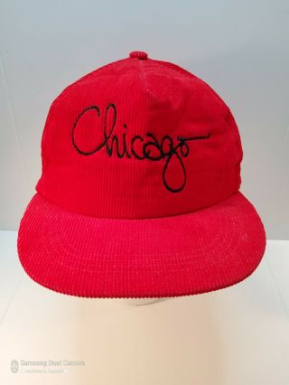 Vintage 90s Corduroy Chicago Bulls? Graffiti Snapback Script Hat - Nba - Rare
