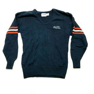 Vintage Chicago Bears Sweater Mens Xl Navy Blue V Neck Made In Usa Cotton