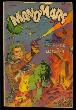 Man O’ Mars 1 Pre - Code Horror First Issue Golden Age Fiction House 1953 Gd