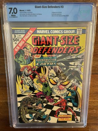 Giant Size Defenders 3 Cbcs 7.  0 White Pages First Appearance Korvac 1975