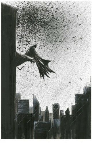 Batman 11x17 Comic Art By Nav Butt - Batman On A Gargoyle
