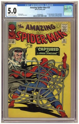 Spider - Man 25 (cgc 5.  0) 1st Brief App.  Mary Jane; Steve Ditko; 1965 A626