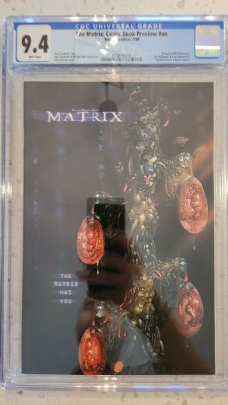 The Matrix: Comic Book Preview Nn Cgc 9.  4 Recalled 1st Keanu Reeves Neo 4 Movie