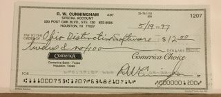 Walt Cunningham Signed Check Apollo 7 Astronaut