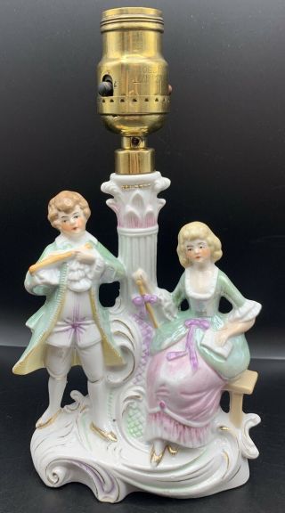 Vintage German Porcelain Lamp Carl Schneiders Courting Couple Flute 16538