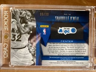 2013 Panini Spectra Gold Shaquille O ' Neal PATCH AUTO /30 Autograph Shaq 2