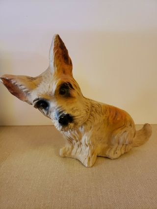 Vintage 1940s Scottie Dog Chalkware Statue Carnival Prize