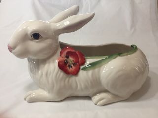 Fitz And Floyd Classic " Poppies " Lying Rabbit Bunny Spring 13.  5 "