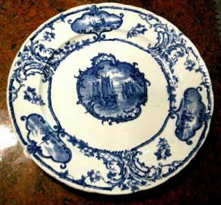 Brown Westhead Moore Cauldon England Delftland Blue & White Dinner Plate 10 1/4 "