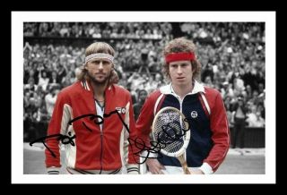 Bjorn Borg & John Mcenroe Autograph Signed & Framed Photo